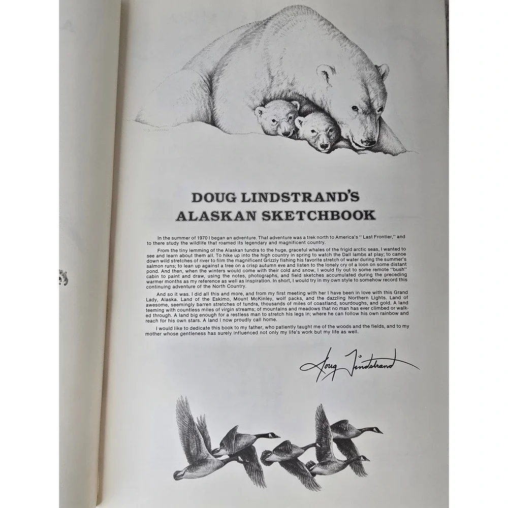 Signed Doug Lindstrands Alaskan Sketchbook 6th Ed 1983 Wildlife Art Photo Guide